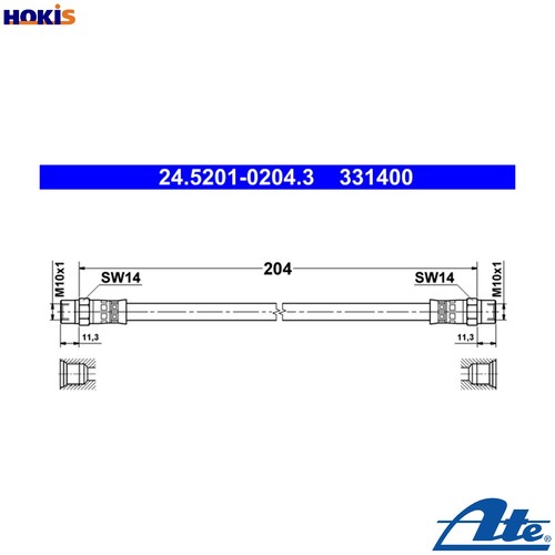 Brake hose 5201 0204 - hose, 24.5201-0204.3