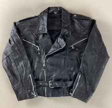 Leather Biker Jacket Motorcycle Jacket Black Size M