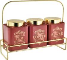 SET OF 3 TEA COFFEE SUGAR CANISTERS KITCHEN STORAGE POTS JARS