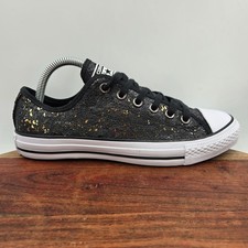 Converse Chuck Taylor Shoes Women's 8 Black Gold Sequins Lace Up Low Sneakers