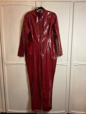 Honour Clothing Maroon PVC Catsuit Size Uk 20 Back To Front Zip Brand New No Tag