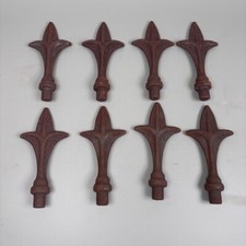 ANTIQUE CAST IRON RAILING FINIALS FLEUR DE LYS X8 FENCE ARCHITECTURAL SALVAGE