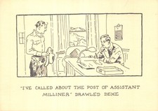 GLEN BAXTER  POSTCARD MILLINER  CONTINENTAL SIZE VERY GOOD