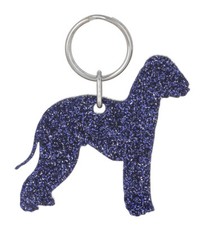 Glitter acrylic Bedlington Terrier keyring/bag charm - 11 colour choices.