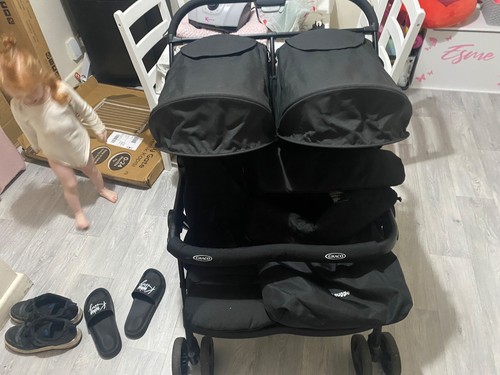 Grace double stroller black - ,