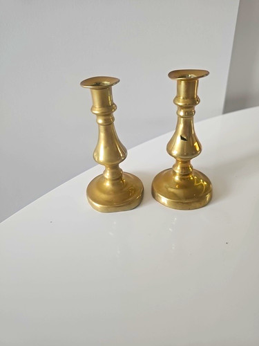 Pair brass candlesticks - pair,