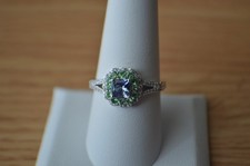 1.30ct Premium Tanzanite /Multi Gem Ring Rhodium Plated over Fine Silver Size 9