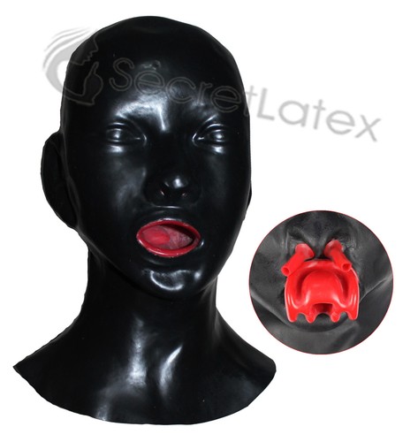 Latex black rubber hood long - latex,