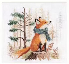 Counted Cross Stitch Kit 18 ct Fox in Forest Small 22x22cm DIY UK