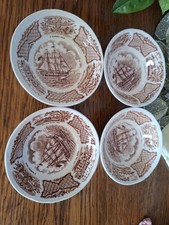 Staffordshire FAIR WINDS Dessert Fruit  Bowls Alfred Meakin Brown 5.25" Set/4