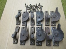 Nice Lot of 6 Vintage Cast Iron Window Sash Latches and Keepers with screws