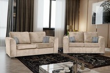 High back Crushed Velvet Sofa Corner Suite 3 2 Seater Armchair Set Mink Chair