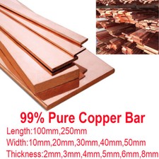 99% Pure Copper Strip Flat Bar T2 Cu Metal Copper Sheet Plate 100 250mm 10-50mm