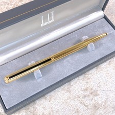 Vintage Dunhill Ballpoint Pen Gemline Gold Finished Barley Black Clip with Box