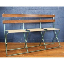 A Row of Three Tubular Metal & Canvas Folding Theatre Seats ex Military