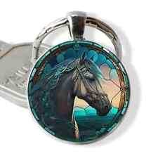 Horse  glass  charm keychain keyring (2RR) *