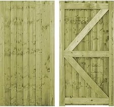 Wooden Featheredge Garden Gate Pedestrian Gate Wooden Pressure Treated 6ft 180cm