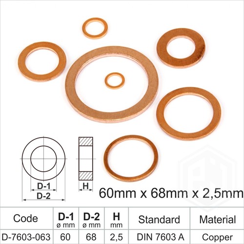 Metric copper sealing washers - copper,