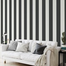 Charcoal Black and White Contrast Bold Lance Feature Stripes Wallpaper WD0082
