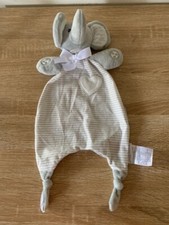 Bubba Blue - Baby Elephant Grey Striped Satin Comforter Security Blanket Lovey