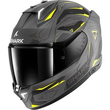 Shark Skwal i3 Motorbike Motorcycle Helmet - Linik Matt Grey / Yellow