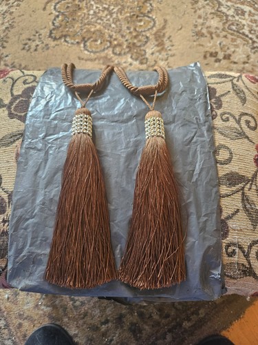 Pair brown curtain tie - pair,