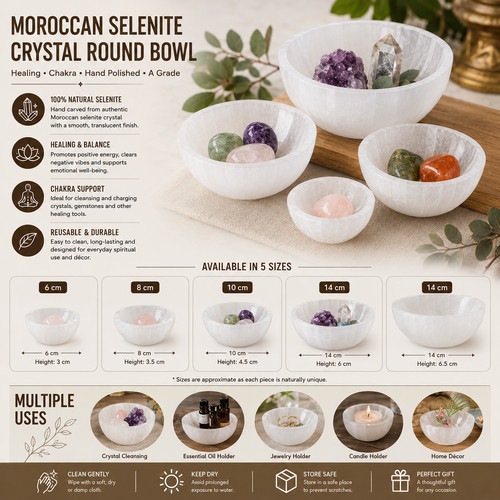 Selenite crystal round bowl - round,