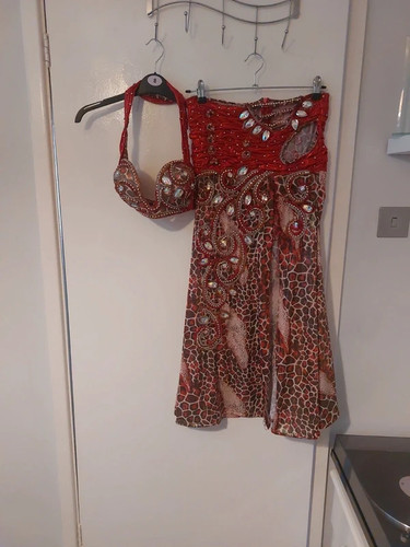 Red leopard print belly - red, dance