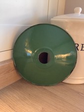 Vintage French Green Enamel Light Shade Retro Industrial