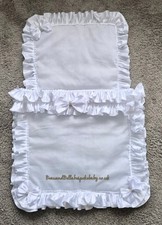 Dolls Pram Set Will Fit  Coach Built Style Prams White Frills And Bows