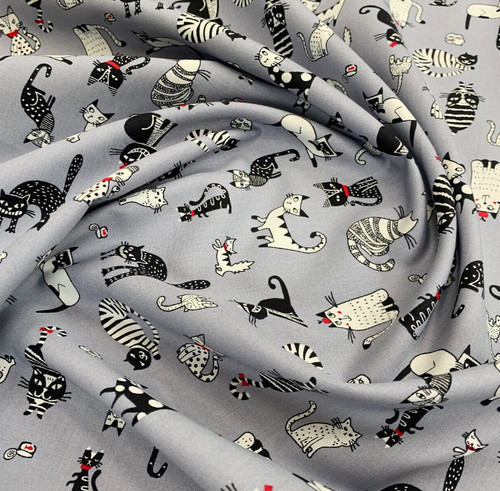Cotton fabric cute cats - fabric,