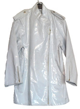PVC mac raincoat with zips Pakamac size 10 UNUSED VINTAGE 1970s 1980s WHITE