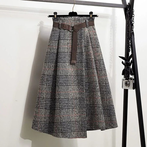 Women tartan line midi - a-line,
