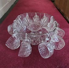 Vintage Heavy Glass Punch Bowl