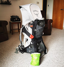 Osprey Poco AG Plus Baby Carrier with Rain Cover & Sun Shade Black & Grey