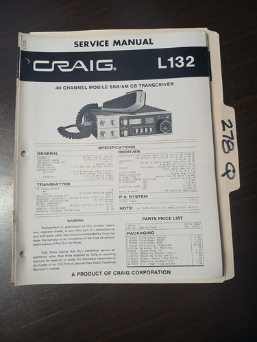 Craig l132 service manual - l132,