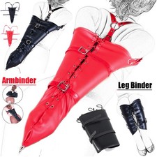 Bondage PU Leather Body Harness Leg/Arm Binder Behind Straight Jacket/Restraints
