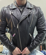diesel black leather jacket xl