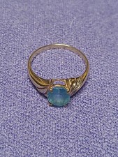 9ct Gold Blue Topaz Ring Size Q – Elegant Vintage Style – Stamped 9K – Superb