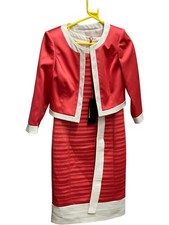 Luis Civit Red Striped Dress & Jacket Set - UK 10 New With Tags