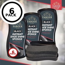 6pk Instant Shoe Shine Sponge Black | Leather Boot Polish Express Care Cleaning