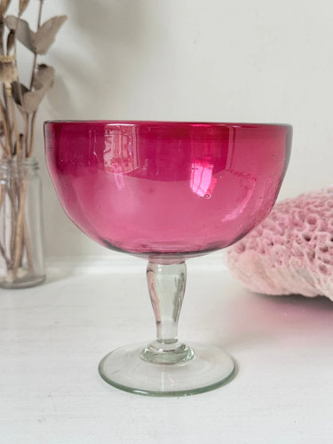 Vintage cranberry glass bonbon - cranberry,