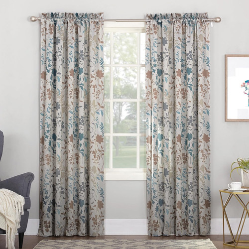 Floral print curtain - curtain, panel