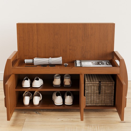 Bamboo shoe storage bench - bamboo,