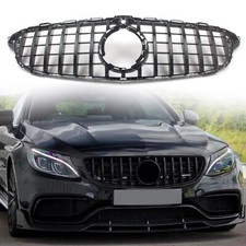 w/Camera Gloss Black GT Style Front Grille Fit Mercedes W205 C300 C43 2019-21