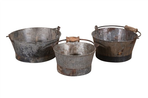 Old indian iron bucket plant - indian,