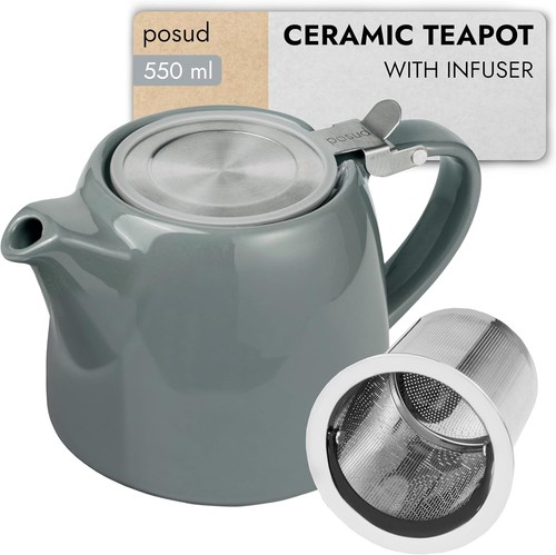 Grey ceramic teapot with - ceramic,