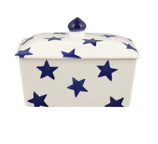 Emma Bridgewater Handmade in UK Small 1/2 Pound Butter Dish - BLUE STARS