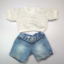 Build A Bear Vintage Grey Sweatshirt & Blue Denim Jeans Outfit