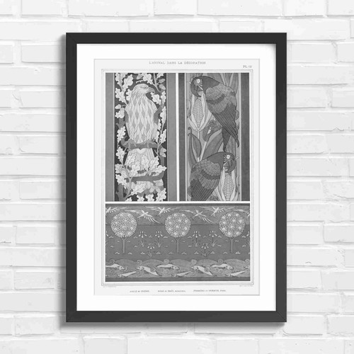 Art nouveau eagle parrot birds - nouveau,